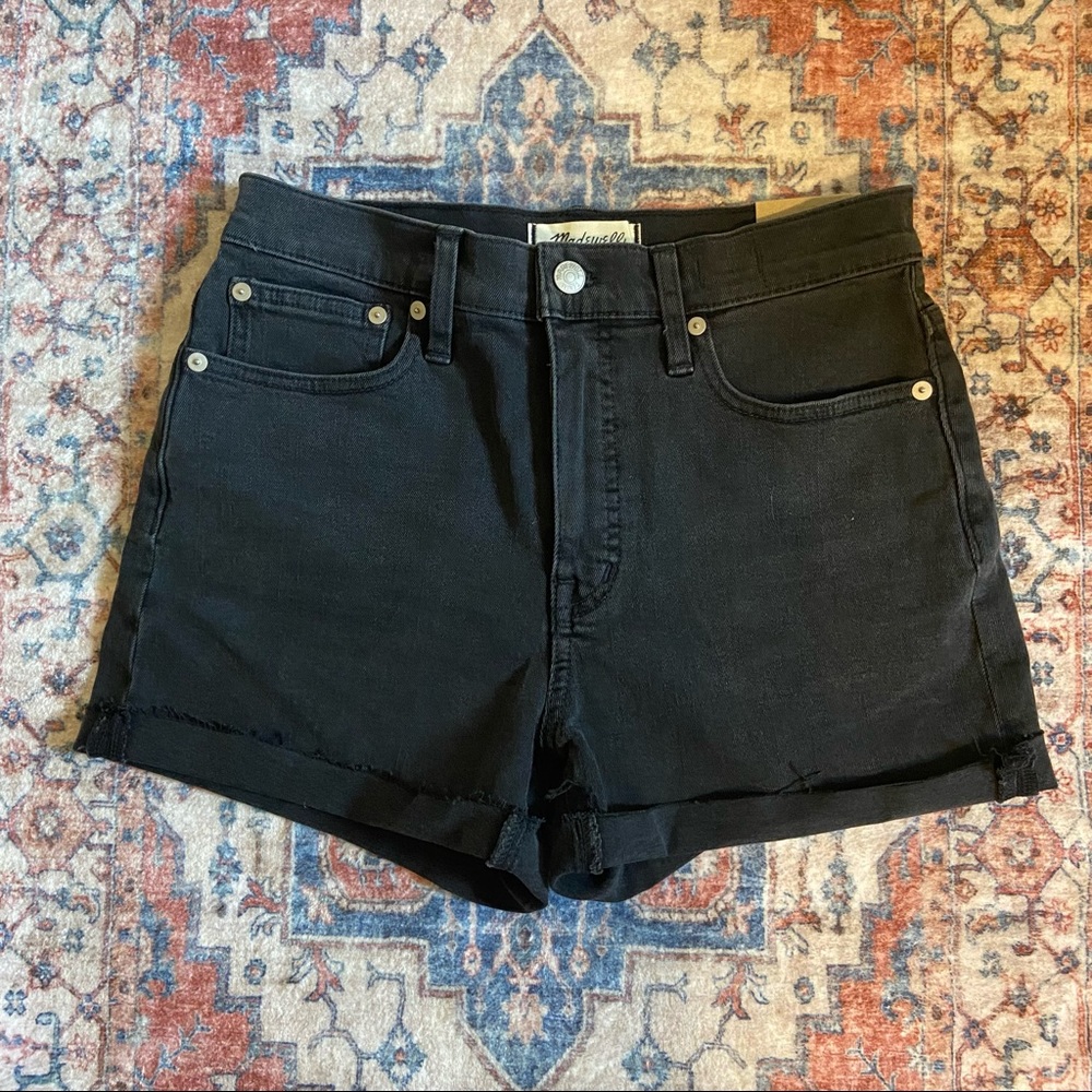 NWT Madewell Black Denim High Rise Shorts, size 27